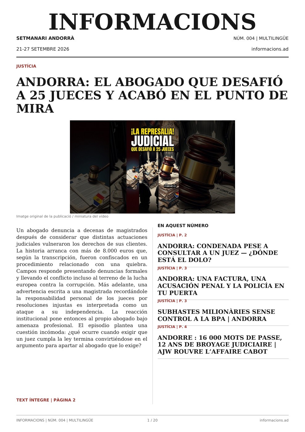 INFORMACIONS · NÚM. 004 · AND